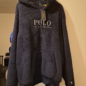 Polo ralph lauren sherpa hoodie blue men XXL 2xl rare fur